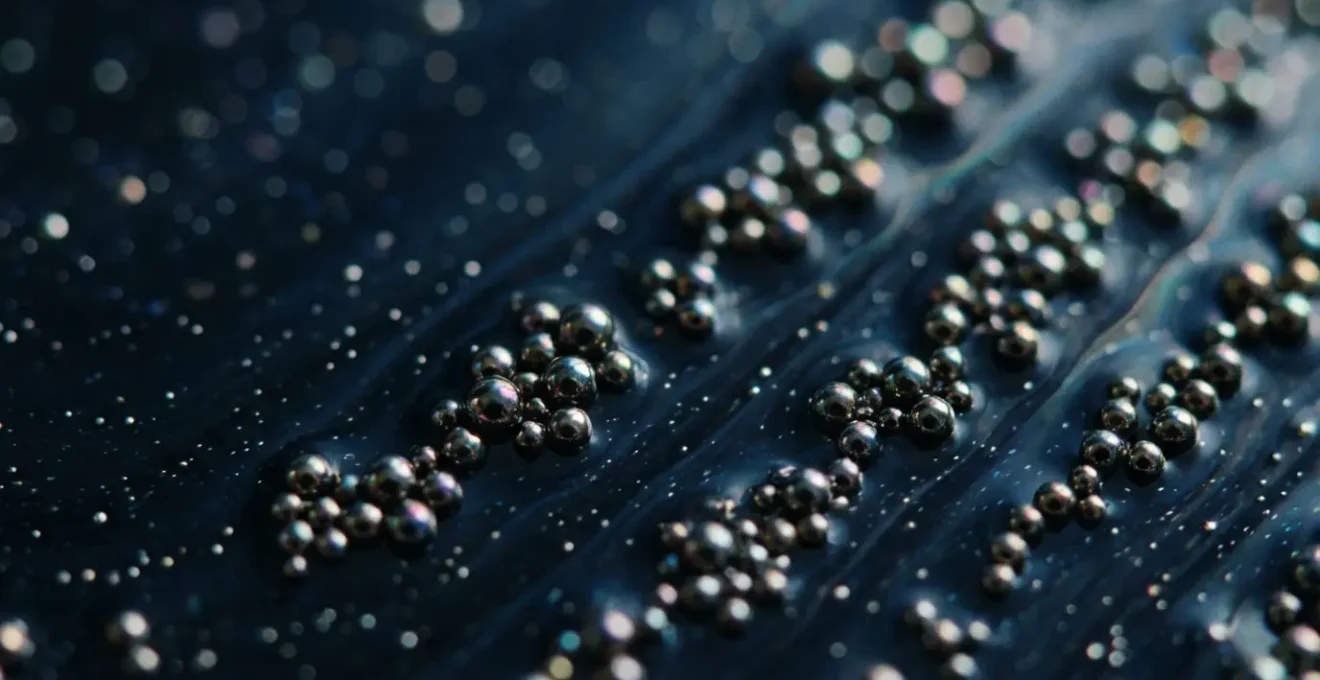 Visualisation artistique de nanoparticules magnétiques à l'échelle microscopique dans un environnement biologique fluide