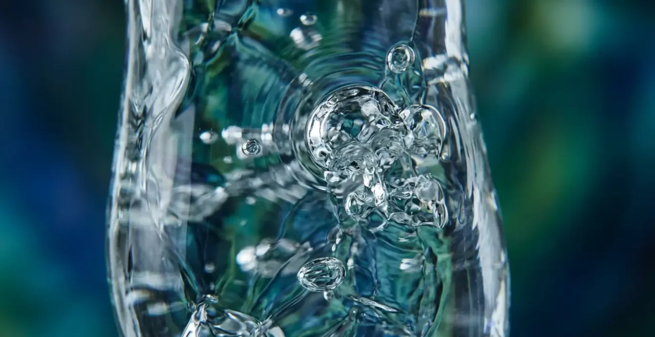 Vue macro de bulles de cavitation implosant dans un liquide sous ultrasons