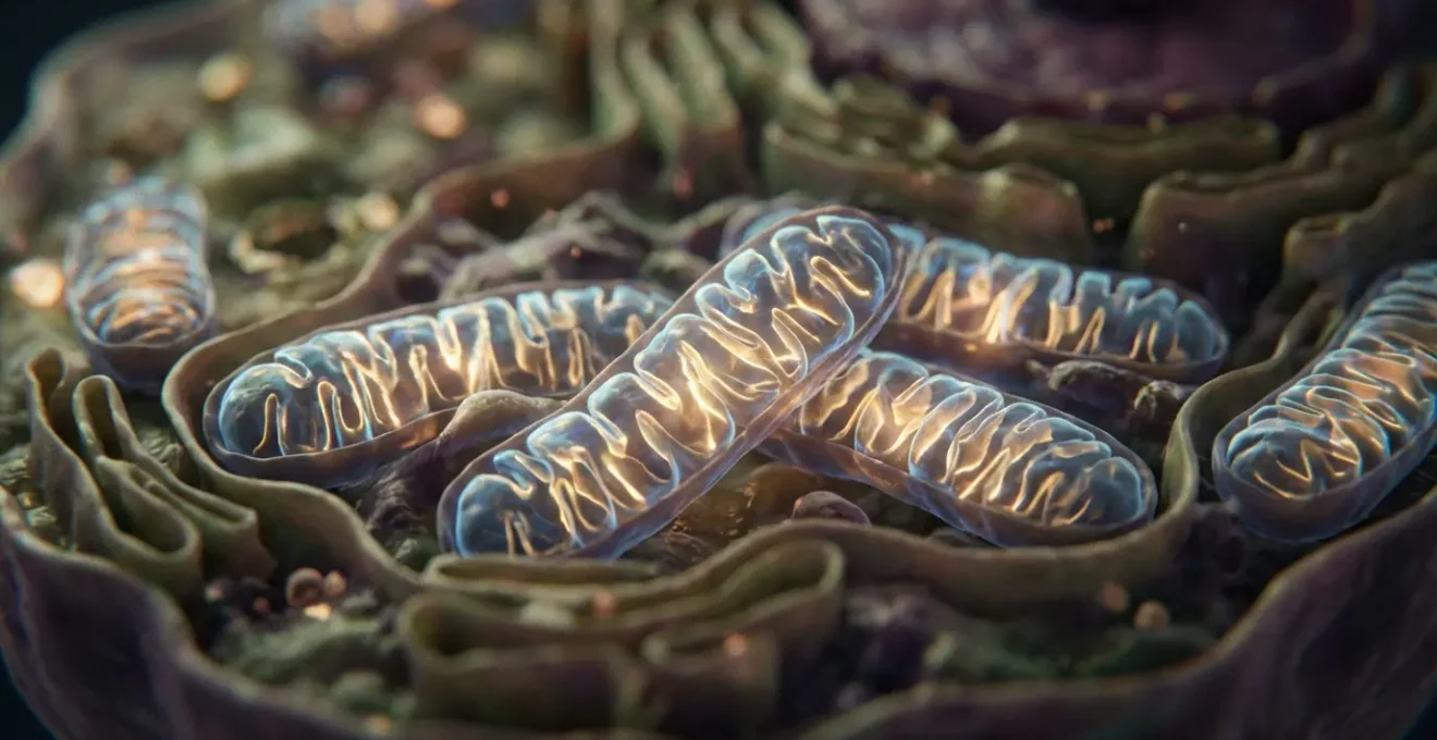 Vue microscopique d'une mitochondrie ciblée dans une cellule cancéreuse