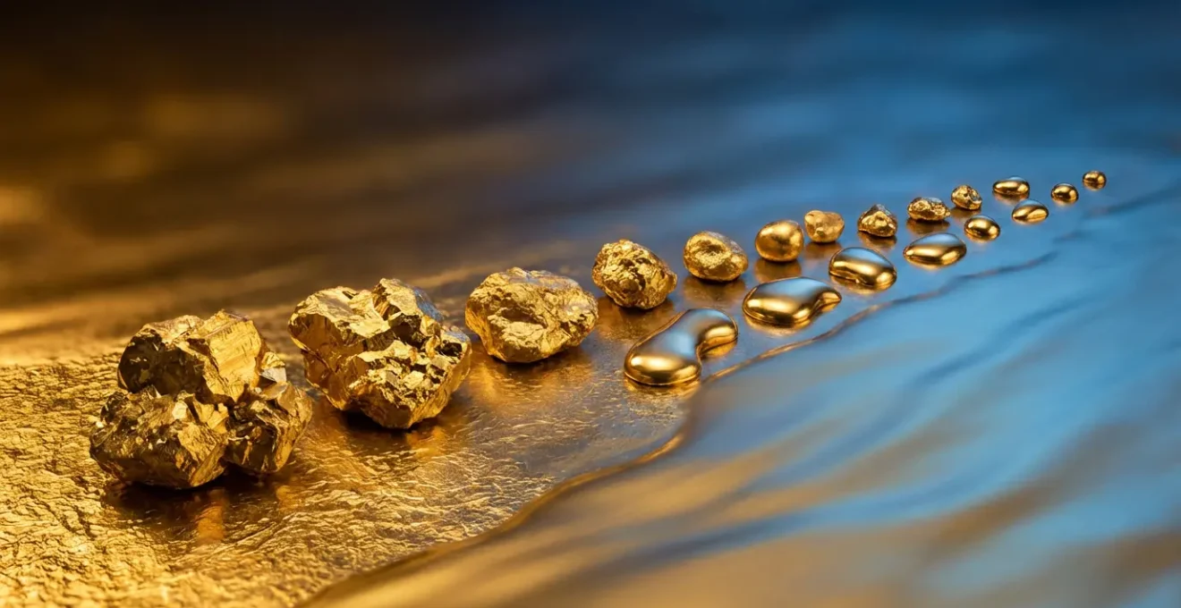 Graphique montrant la relation entre la taille des particules d'or et leur température de fusion