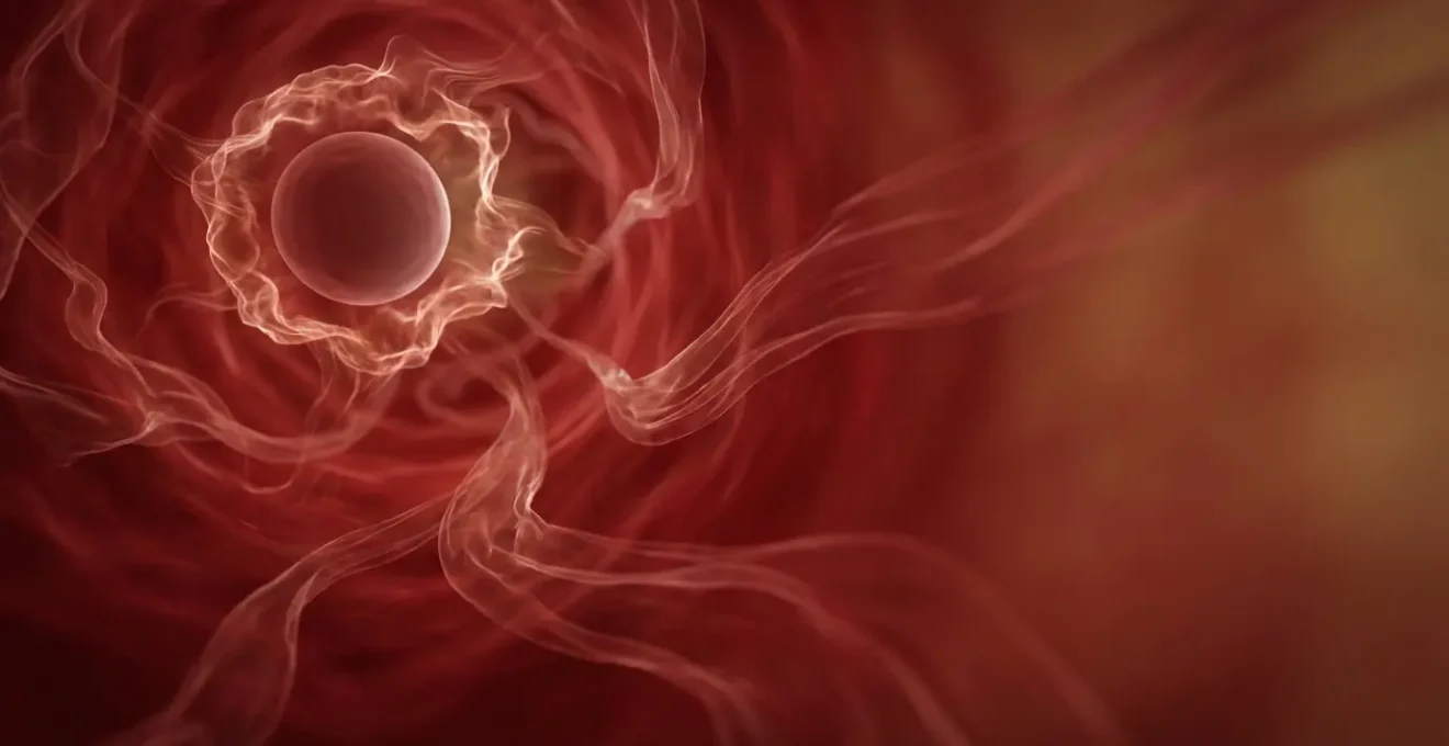 Visualisation microscopique d'un nanovecteur entouré de protéines plasmatiques formant une couronne biologique