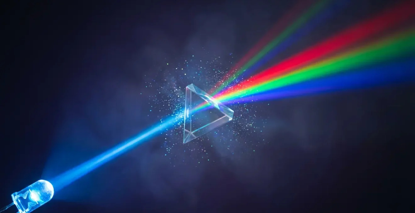 Visualisation du spectre d'absorption des points quantiques montrant l'alignement optimal avec la LED bleue