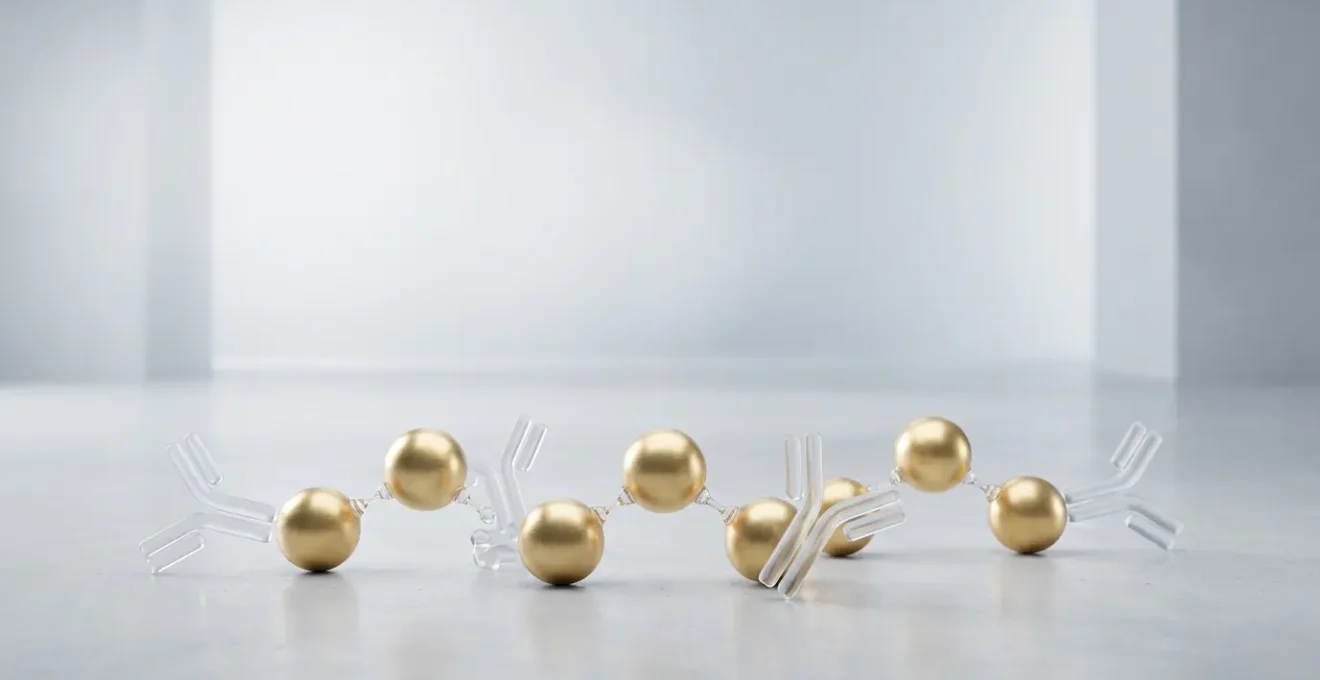 Interface moléculaire entre nanoparticule d'or et anticorps avec couches de protection