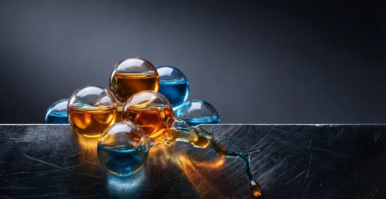 Coupe transversale montrant le processus d'auto-réparation d'un revêtement avec nanocapsules libérant leur agent réparateur