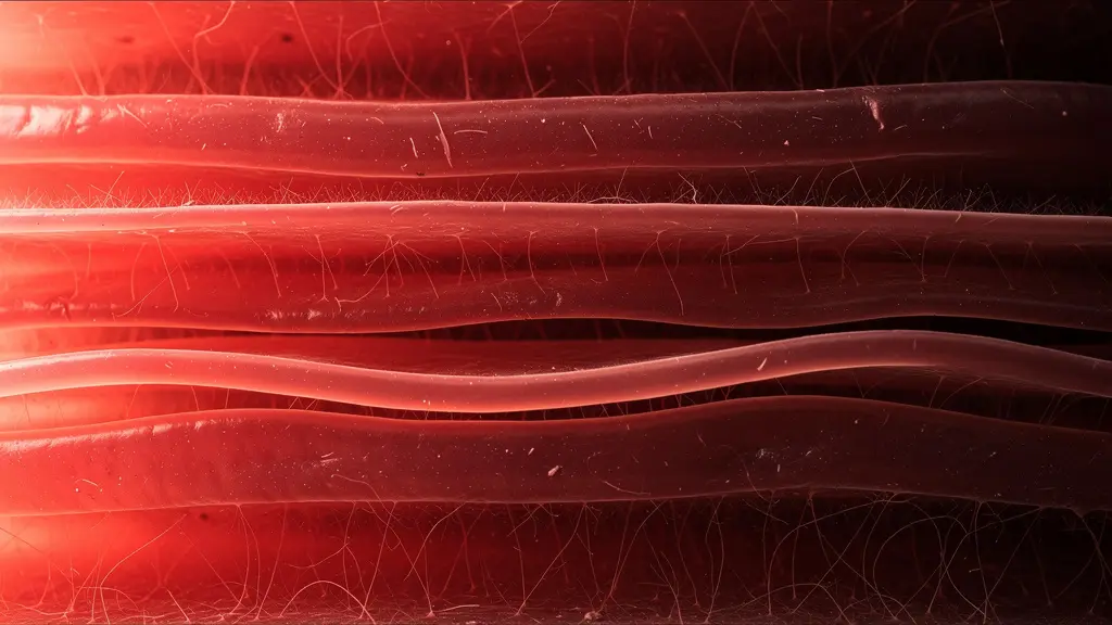 Vue en coupe de tissus biologiques montrant la pénétration progressive de la lumière infrarouge