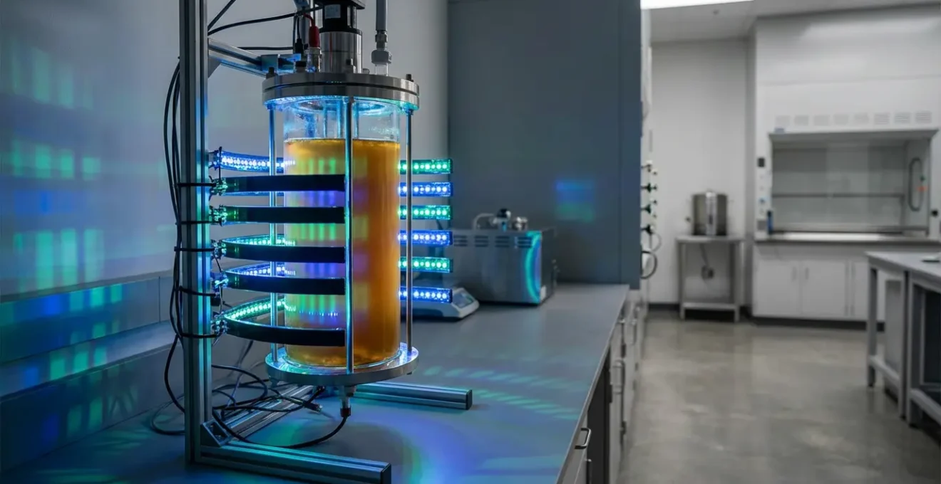 Schéma temporel des profils d'illumination UV-visible pour optimiser les réactions plasmoniques