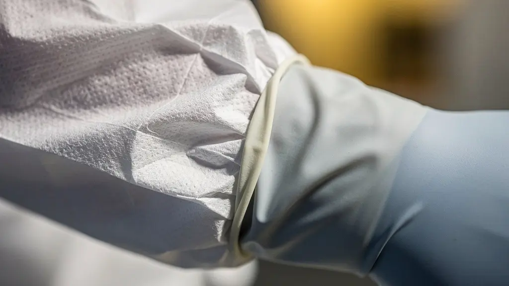 Vue macro détaillée des équipements de protection individuelle d'un technicien en salle blanche